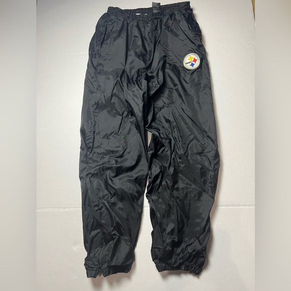 Vtg Pittsburgh Steelers Lined Nylon NFL Game Day By Phenom Pants Zipper Ankles M - Picture 1 of 4